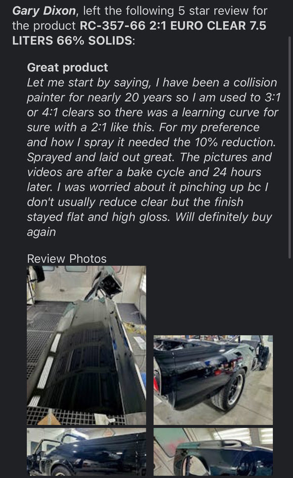 RC-357-66 2:1 EURO CLEAR 7.5 LITERS 66% SOLIDS