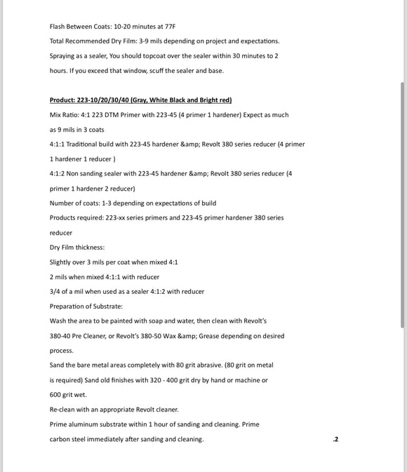 RP-223 SERIES REVOLT DTM 4:1 ACRYLIC URETHANE PRIMER/SEALER 4 COLORS