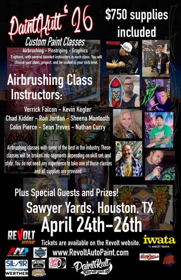 Airbrushing Class for All Levels, Beginner to Advanced $750.00 April 24-26th PaintKult 2026