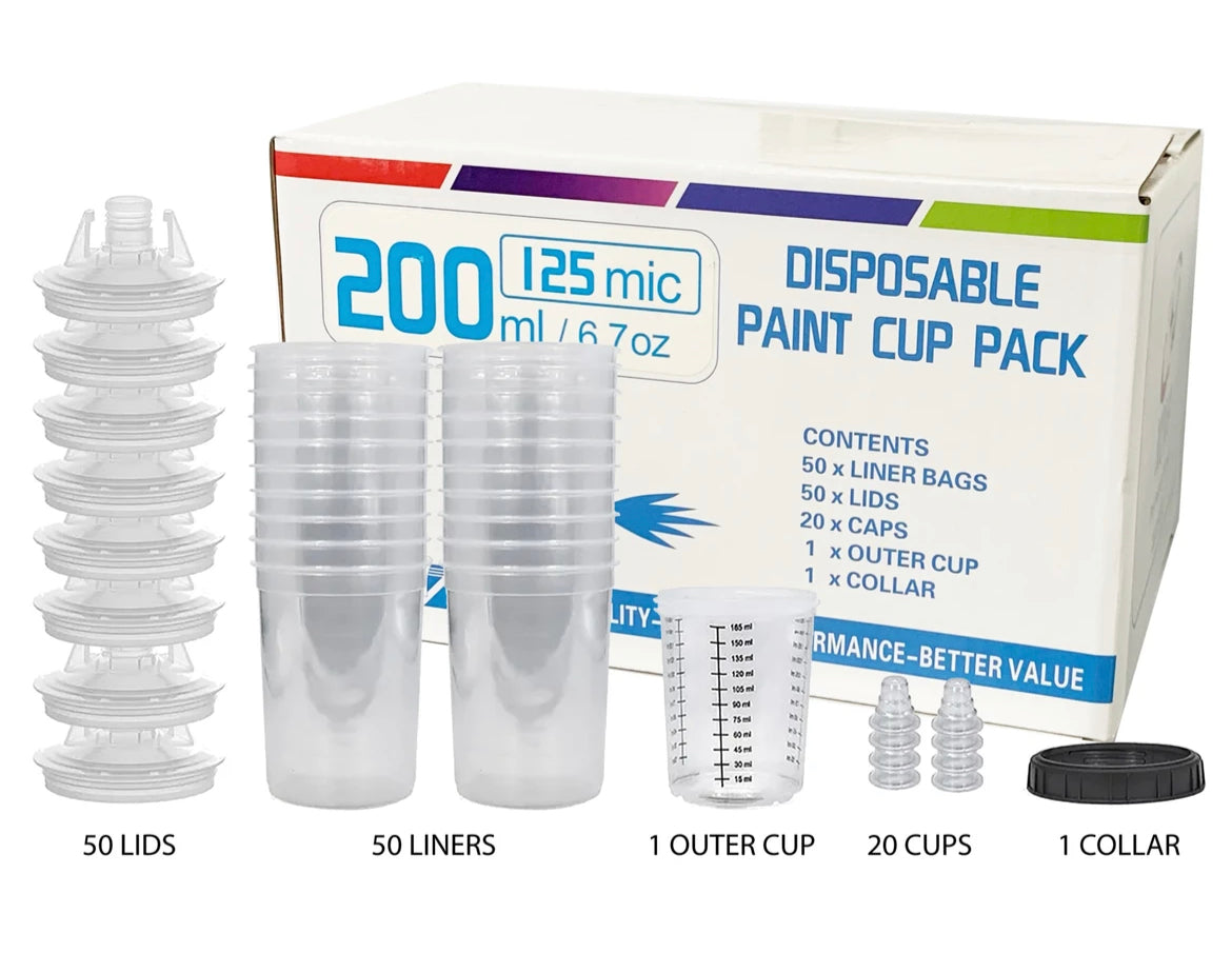 NOVA DISPOSABLE PAINT CUP PACK OF 50 (200/400/600/800ML) FOR SOLVENT