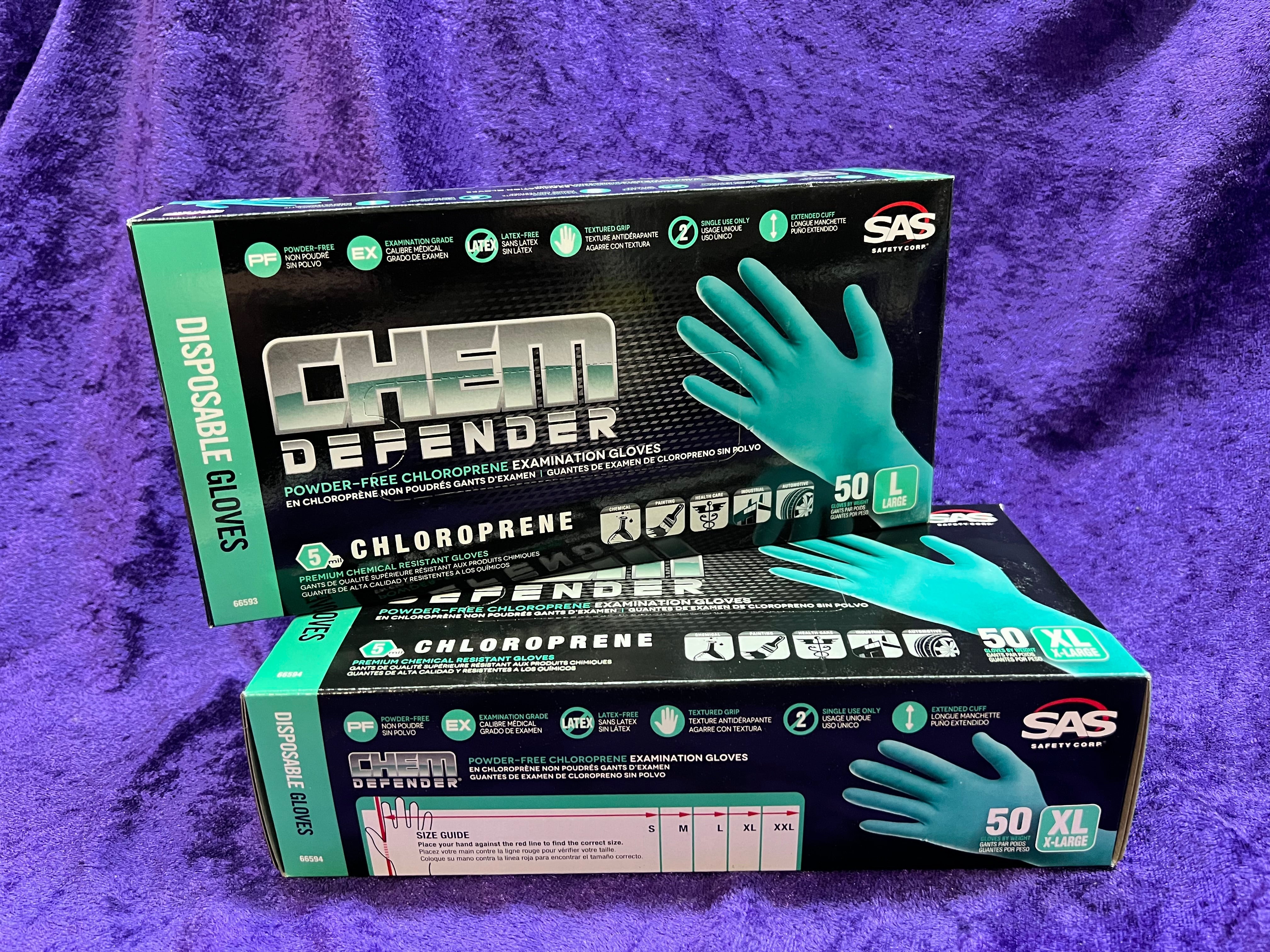 SAS 66593 (L) 66594 (XL) Chem Defender Powder-Free Chloroprene - 5 Mil - 0