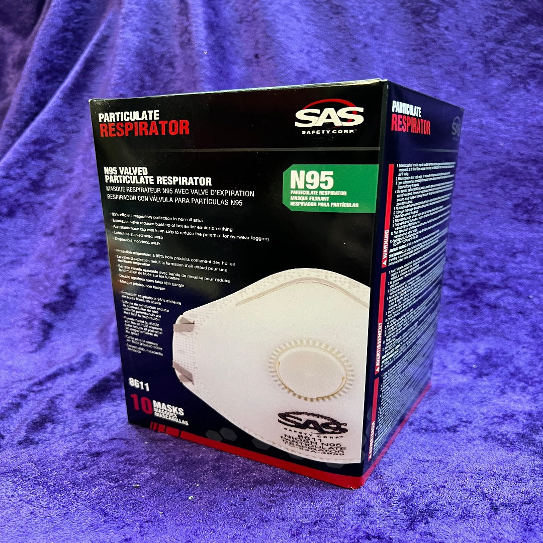 SAS 8610 (M) 8611 (L) N95 Valved Particulate Respirator - 10/bx - 0