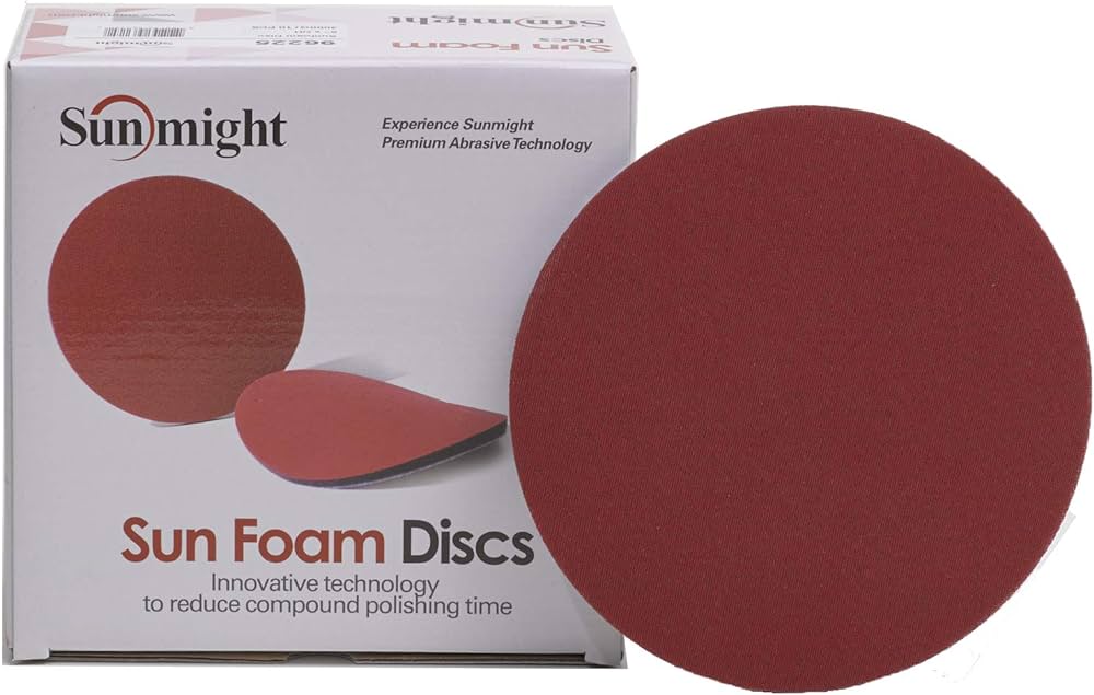 Sunmight 6" 1000/2000/3000/5000 Grit Sunfoam No Hole Velcro Discs 10/Box