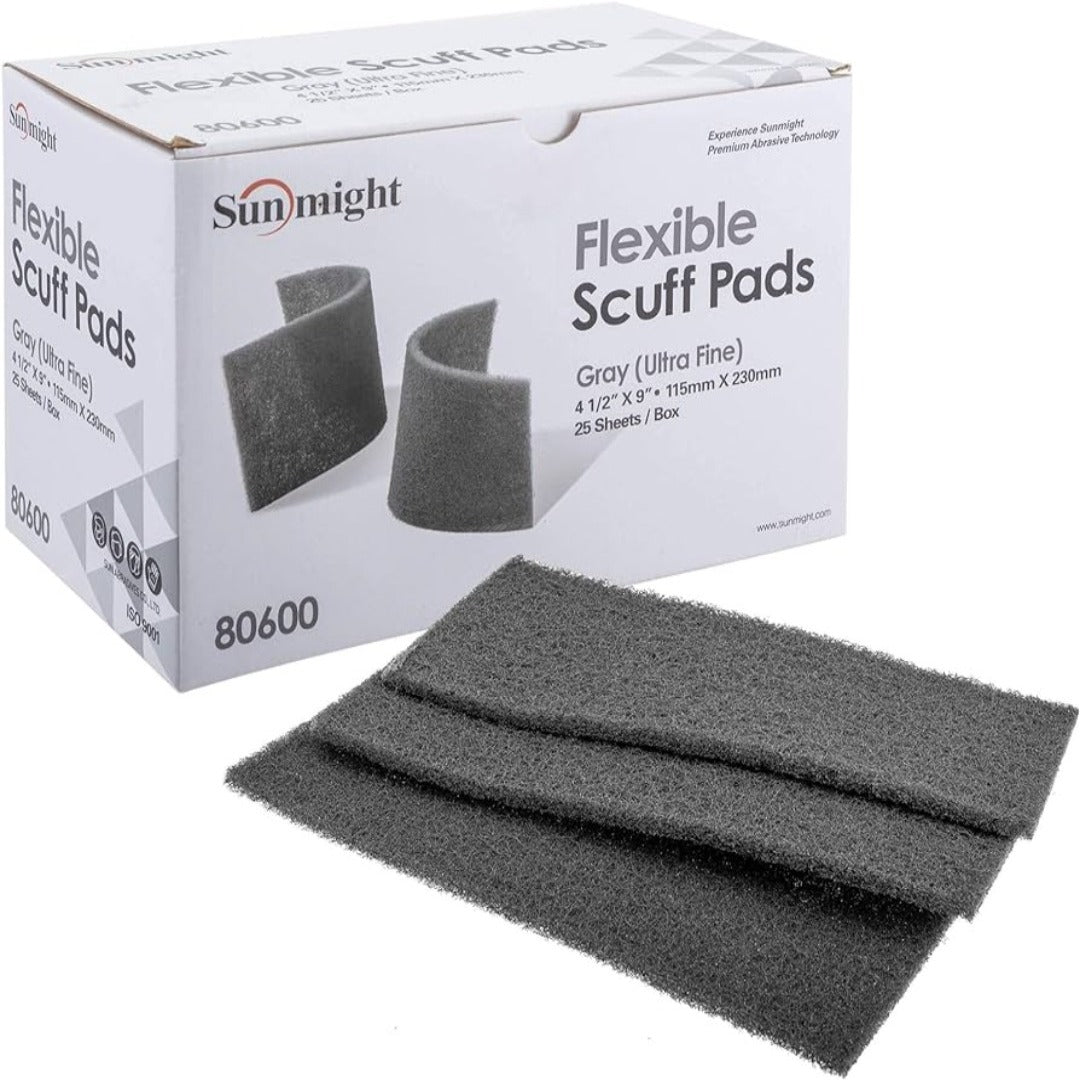 Sunmight Flex Scuff Pads 4.5" x 9" Gray Pad, 80600, 25 Pads